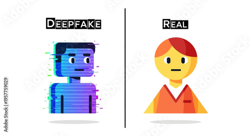 Visual comparison highlighting the stark difference between authentic human representation and artificially generated deepfake simulations