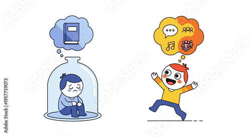 Exploring the Dynamics of Mental States A Visual Comparison of Emotional Confinement versus Liberated Joy and Creative Freedom