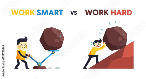 Embracing clever strategies for optimal outcomes versus relentless exertion a visual metaphor for smart work over hard labor
