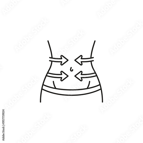 Illustration of Abdominal Pain and Discomfort with Arrows. Vector Illustrations. EPS Editable