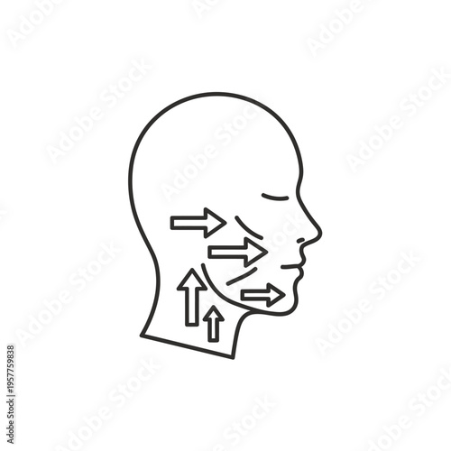 Illustration of Facial Massage Techniques with Arrows. Vector Illustrations. EPS Editable