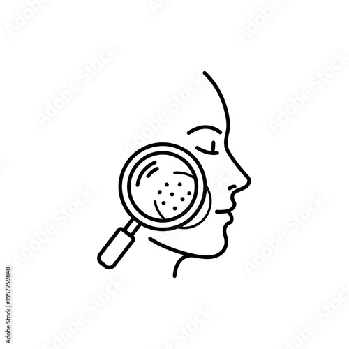 Illustration of Skin Examination with Magnifying Glass Focus. Vector Illustrations. EPS Editable