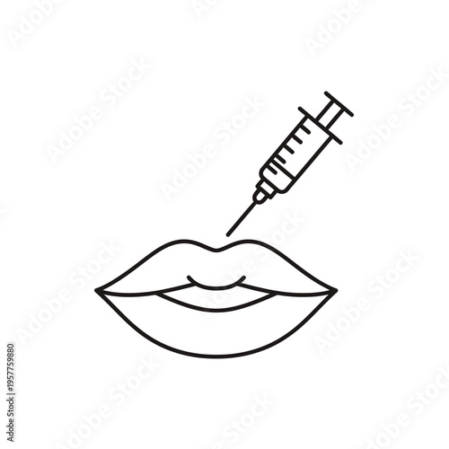 Medical Lip Injection Procedure Illustration for Beauty Enhancement. Vector Illustrations. EPS Editable