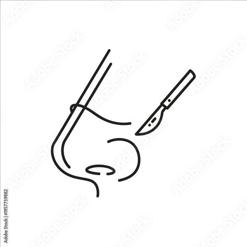 Medical Nasal Surgery Illustration with Surgical Instrument. Vector Illustrations. EPS Editable