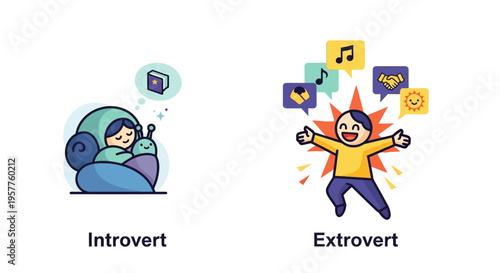 Introvert vs Extrovert Illustrative Comparison of Personality Types