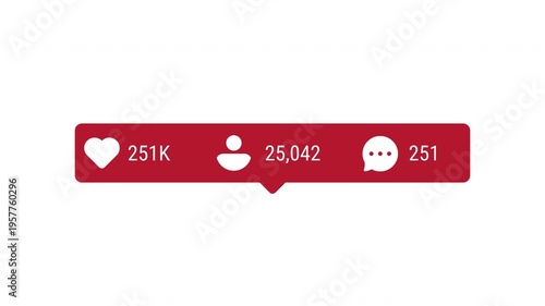 Social network post increasing likes comments followers animation screen engagement digital online media