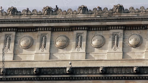 View Of Napoleonic Battle Names On Arc De Triomphe Facade, Paris - 4K