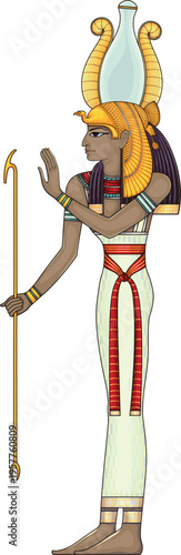 Nekhbet . Egyptian hieroglyph and symbol.Isolated figure of ancient egypt god.