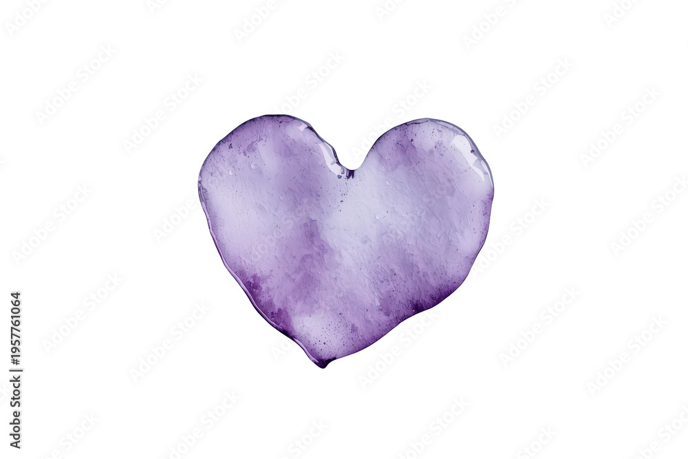 Fototapeta premium Purple watercolor heart creating an organic painted texture, symbolizing love and romance with a transparent background