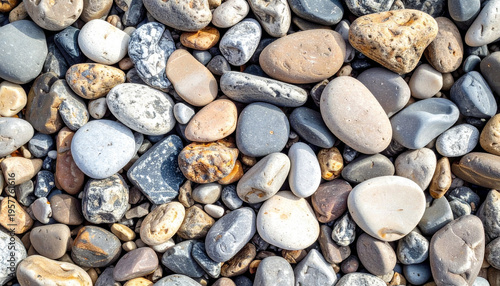 Mixed color garden pebbles background with various natural stone shades
