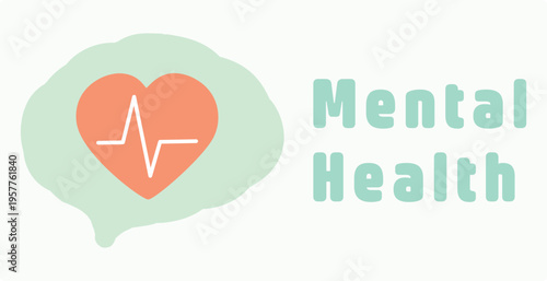 Mental health, heart, therapy, heartbeat, brain, pulse, medicine, connection, mind. World Day, psychology, person, brain, doctor. Emotion, wellness, feeling, set, concept