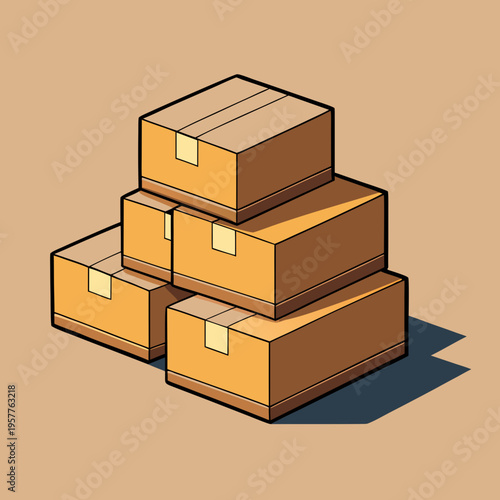A neat stack of closed brown kraft cardboard boxes arranged for shipping and storage, conveying organization and logistics