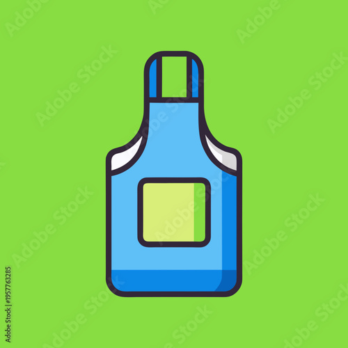 Blue and green apron icon for cooking and kitchen use, stylized flat design