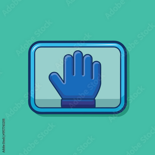 Blue glove icon representing hand protection and safety on a clean interface