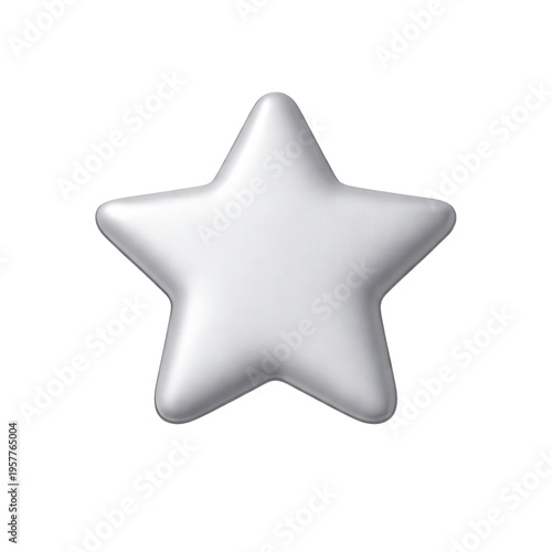 3D silver metallic star emoji icon isolated on transparent background
