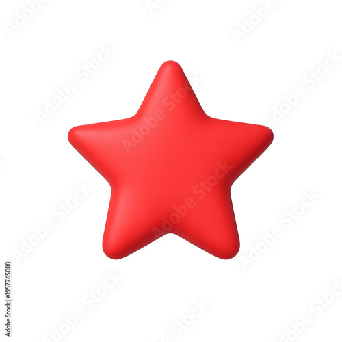 3D red star emoji icon isolated on transparent background