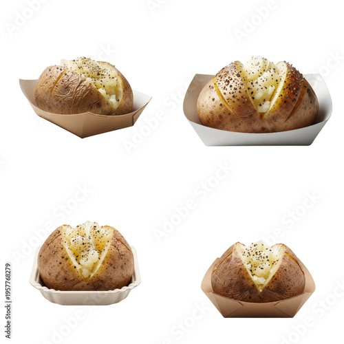 Baked potato with pepper in serving tray