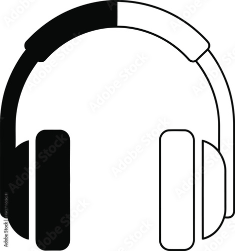 Split tone headphones black white Vector
