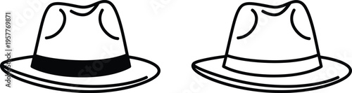 Two black and white hats side by side Vector