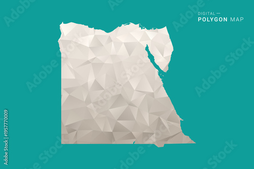 Egypt Map - Green and Gray Polygon Vector Illustration, Low Poly Geometric Design with Clean Minimal Style on Solid Background for Infographic Use.