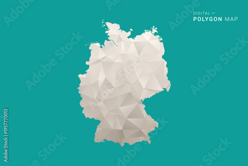 Germany Map - Green and Gray Polygon Vector Illustration, Low Poly Geometric Design with Clean Minimal Style on Solid Background for Infographic Use.