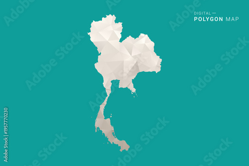 Thailand Map - Green and Gray Polygon Vector Illustration, Low Poly Geometric Design with Clean Minimal Style on Solid Background for Infographic Use.