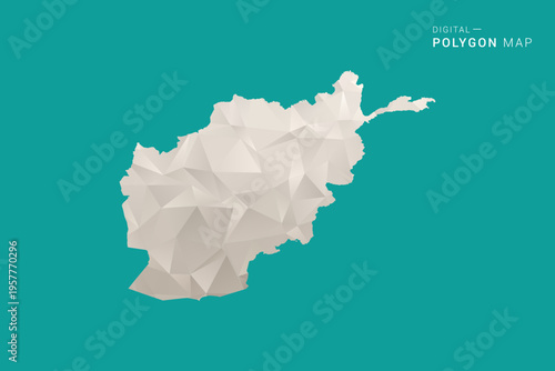 Afghanistan Map - Green and Gray Polygon Vector Illustration, Low Poly Geometric Design with Clean Minimal Style on Solid Background for Infographic Use.