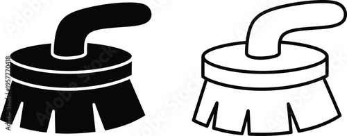 Black and white illustration of two dusting brushes Vector