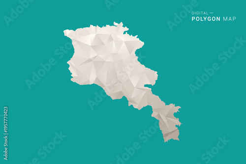 Armenia Map - Green and Gray Polygon Vector Illustration, Low Poly Geometric Design with Clean Minimal Style on Solid Background for Infographic Use.