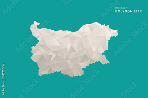 Bulgaria Map - Green and Gray Polygon Vector Illustration, Low Poly Geometric Design with Clean Minimal Style on Solid Background for Infographic Use.