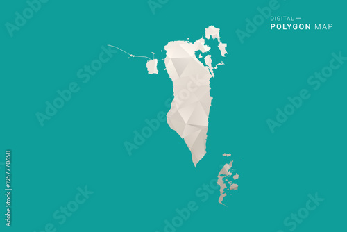 Bahrain Map - Green and Gray Polygon Vector Illustration, Low Poly Geometric Design with Clean Minimal Style on Solid Background for Infographic Use.