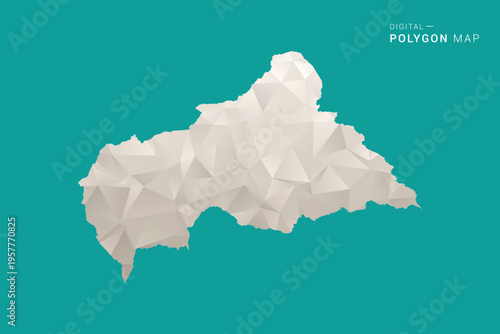 Central African Republic Map - Green and Gray Polygon Vector Illustration, Low Poly Geometric Design with Clean Minimal Style on Solid Background for Infographic Use.