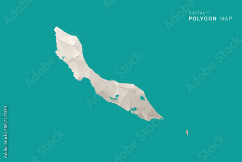 curacao Map - Green and Gray Polygon Vector Illustration, Low Poly Geometric Design with Clean Minimal Style on Solid Background for Infographic Use.
