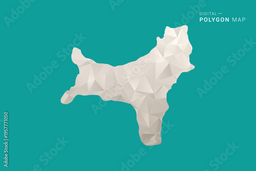 Christmas Island Map - Green and Gray Polygon Vector Illustration, Low Poly Geometric Design with Clean Minimal Style on Solid Background for Infographic Use.