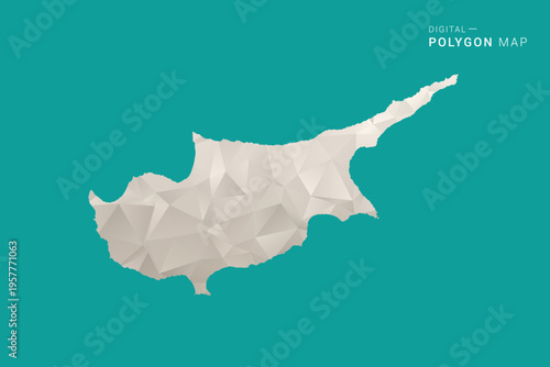 Cyprus Map - Green and Gray Polygon Vector Illustration, Low Poly Geometric Design with Clean Minimal Style on Solid Background for Infographic Use.