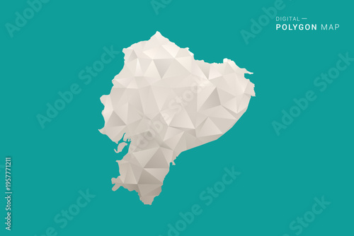 Ecuador Map - Green and Gray Polygon Vector Illustration, Low Poly Geometric Design with Clean Minimal Style on Solid Background for Infographic Use.