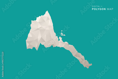 Eritrea Map - Green and Gray Polygon Vector Illustration, Low Poly Geometric Design with Clean Minimal Style on Solid Background for Infographic Use.