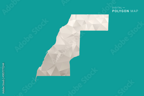 Western Sahara Map - Green and Gray Polygon Vector Illustration, Low Poly Geometric Design with Clean Minimal Style on Solid Background for Infographic Use.