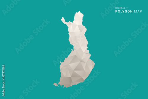 Finland Map - Green and Gray Polygon Vector Illustration, Low Poly Geometric Design with Clean Minimal Style on Solid Background for Infographic Use.