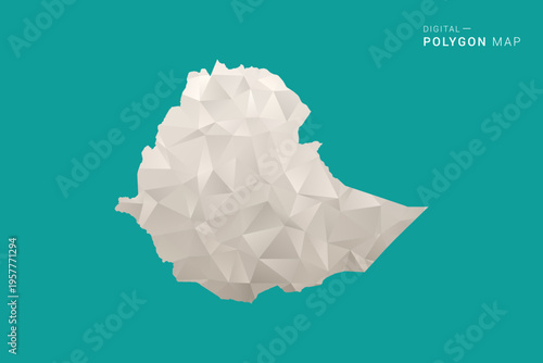 Ethiopia Map - Green and Gray Polygon Vector Illustration, Low Poly Geometric Design with Clean Minimal Style on Solid Background for Infographic Use.