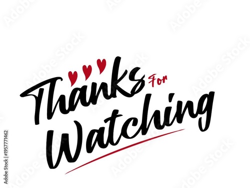 Thanks for watching text video animation with red line and love icon. Ending and outro scene on white screen and green screen