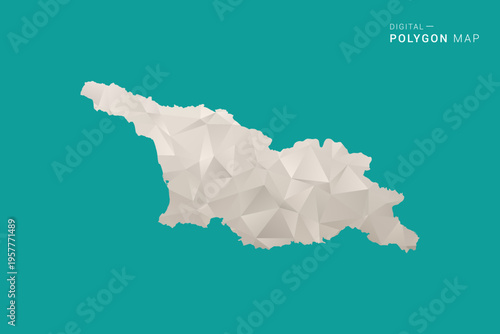 Georgia Map - Green and Gray Polygon Vector Illustration, Low Poly Geometric Design with Clean Minimal Style on Solid Background for Infographic Use.