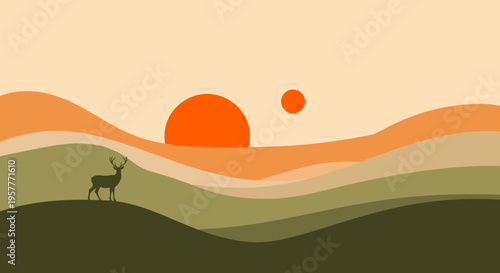 Deer standing on a hill side.