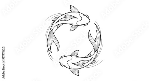 Two fish swimming in circle.
