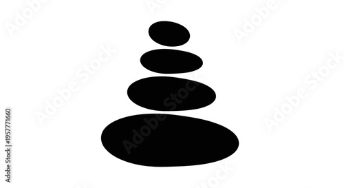 Stack of black stones balanced.