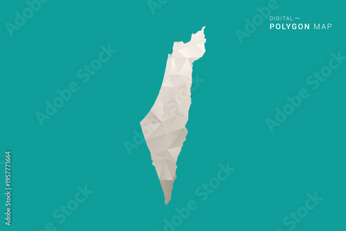 Palestine Map - Green and Gray Polygon Vector Illustration, Low Poly Geometric Design with Clean Minimal Style on Solid Background for Infographic Use.