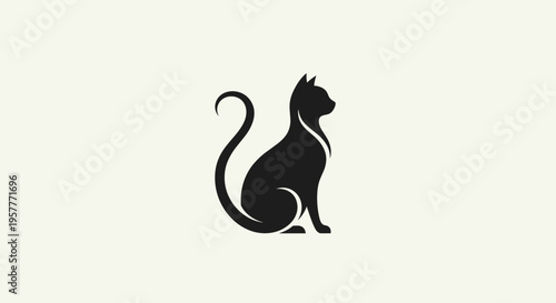 Black silhouette of a sitting cat.