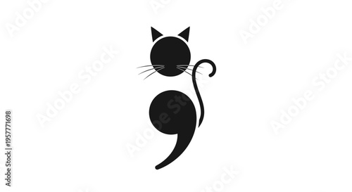 Black cat semicolon symbol design.