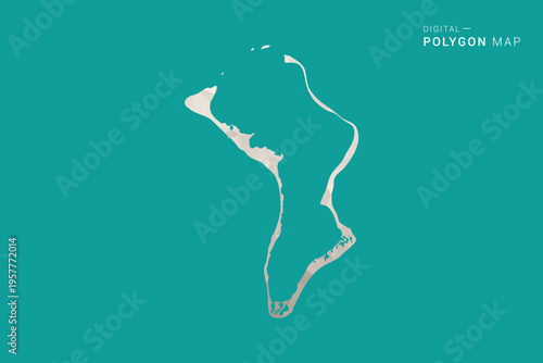 British Indian Ocean Territory Map - Green and Gray Polygon Vector Illustration, Low Poly Geometric Design with Clean Minimal Style on Solid Background for Infographic Use.