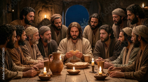 The Last Supper, Jesus Christ with Disciples in the Upper Room